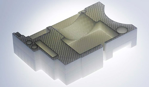 Innenansicht 3D gedrucktes Bauteil, Inneneinrichtung für Tanos-Kamerasystainer