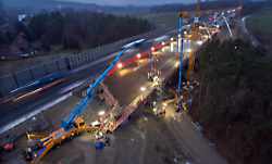 packende Baustellenreportage von der Sanierung einer Brücke auf der A7 bei salzgitter im letzten Winter